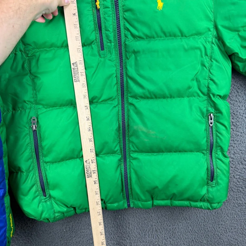 Polo Ralph Lauren Mens RL250 Down Puffer Jacket Green Blue Red Colorblock Size M